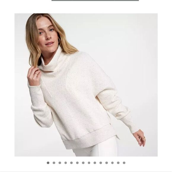 CALIA Women's‎ Elevate Herringbone Funnel Neck large ivory sweatshirt - Picture 1 of 9